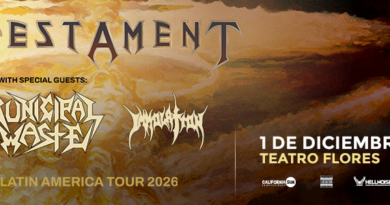 TESTAMENT REGRESA A ARGENTINA JUNTO A 2 INVITADOS ESPECIALES: MUNICIPAL WASTE E IMMOLATION